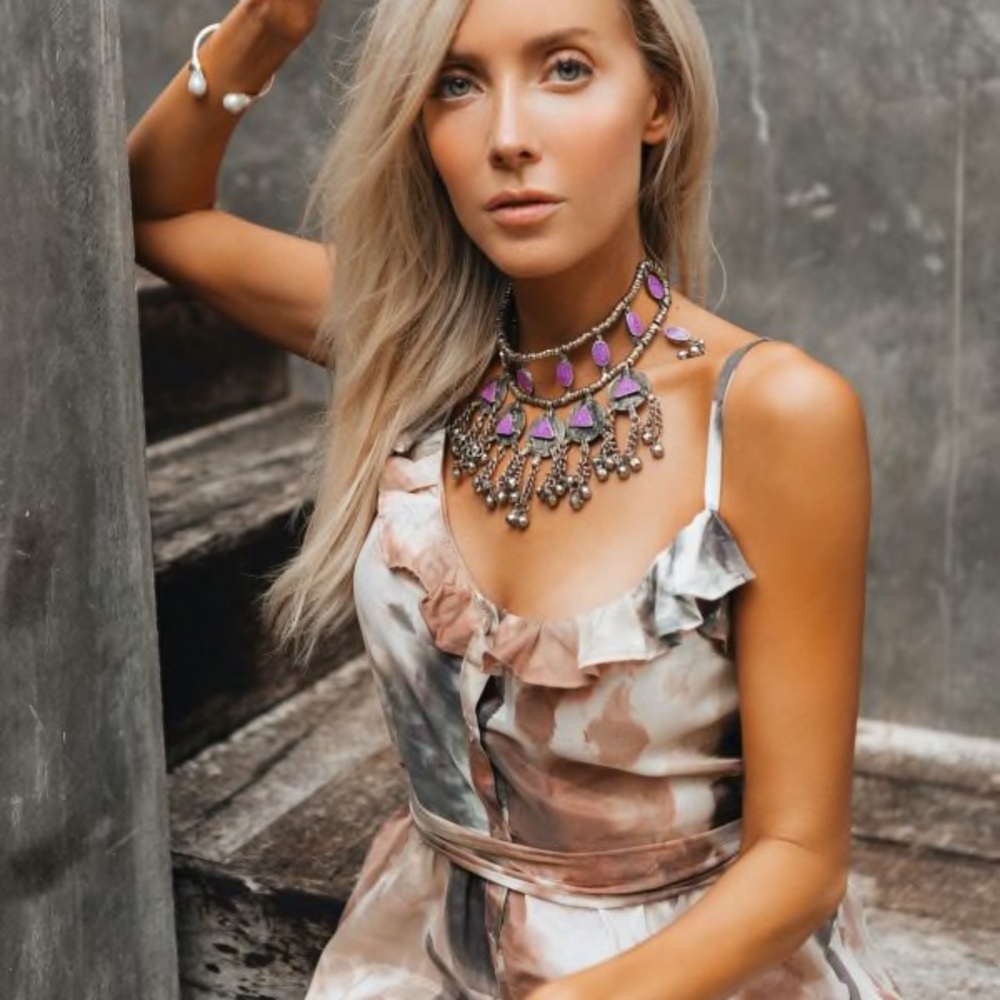 EARTH TIE DYE HIGH LOW DRESS M